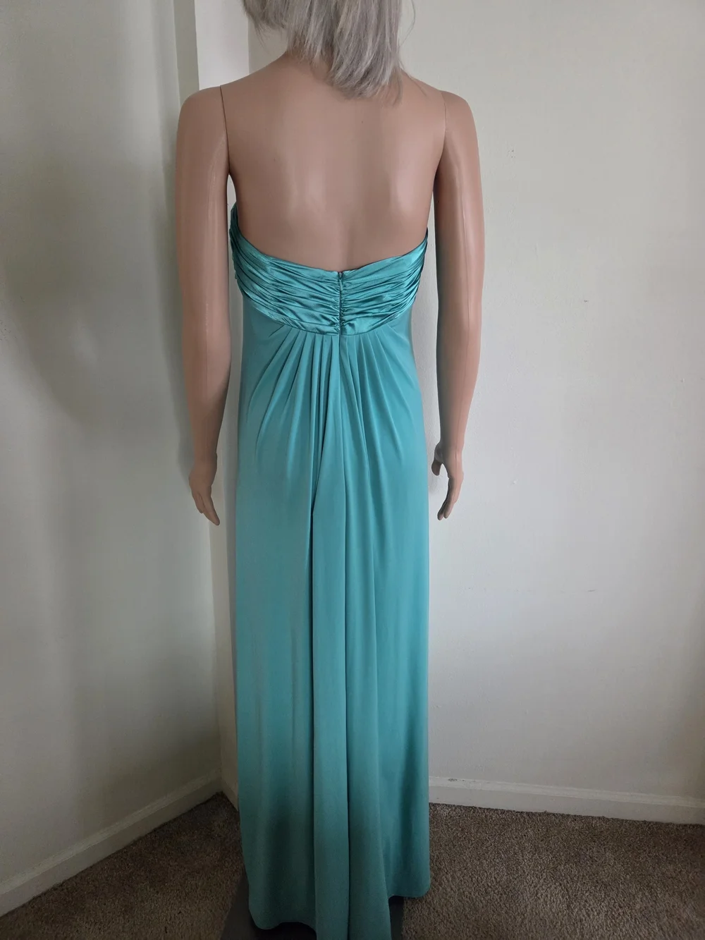 DAVID'S BRIDAL Strapless Maxi Dress Tiffany Blue Size 10 Bridesmaid Formal Prom
